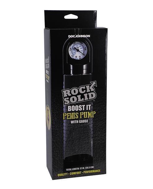 Rock Solid Boost It Penis Pump With Gauge Black/clear