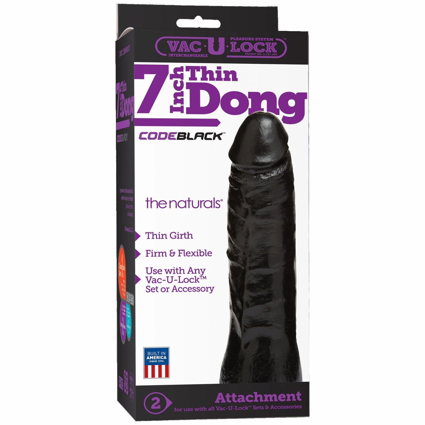 Vac U Lock Code Black Natural Thin Dong 7 Inches