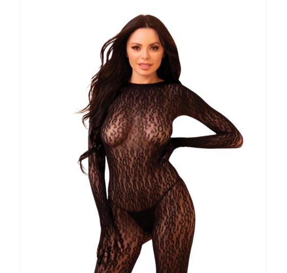 Savage Me Luxe Kitty Sleeve Bodystocking Black