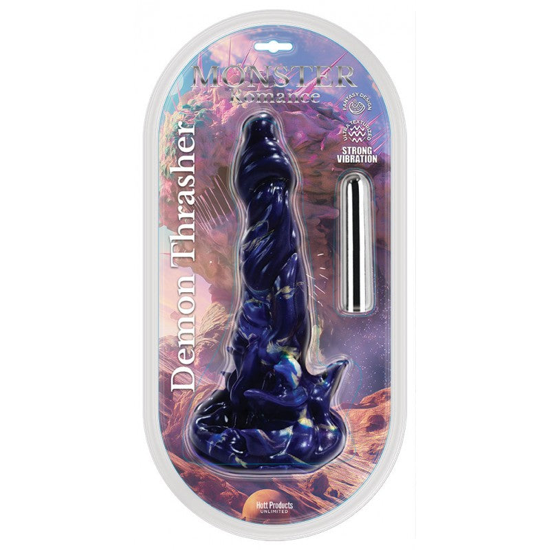 Monster Romance Demon Thrasher with Vibrating Bullet Silicone Dildo 6.5 in.