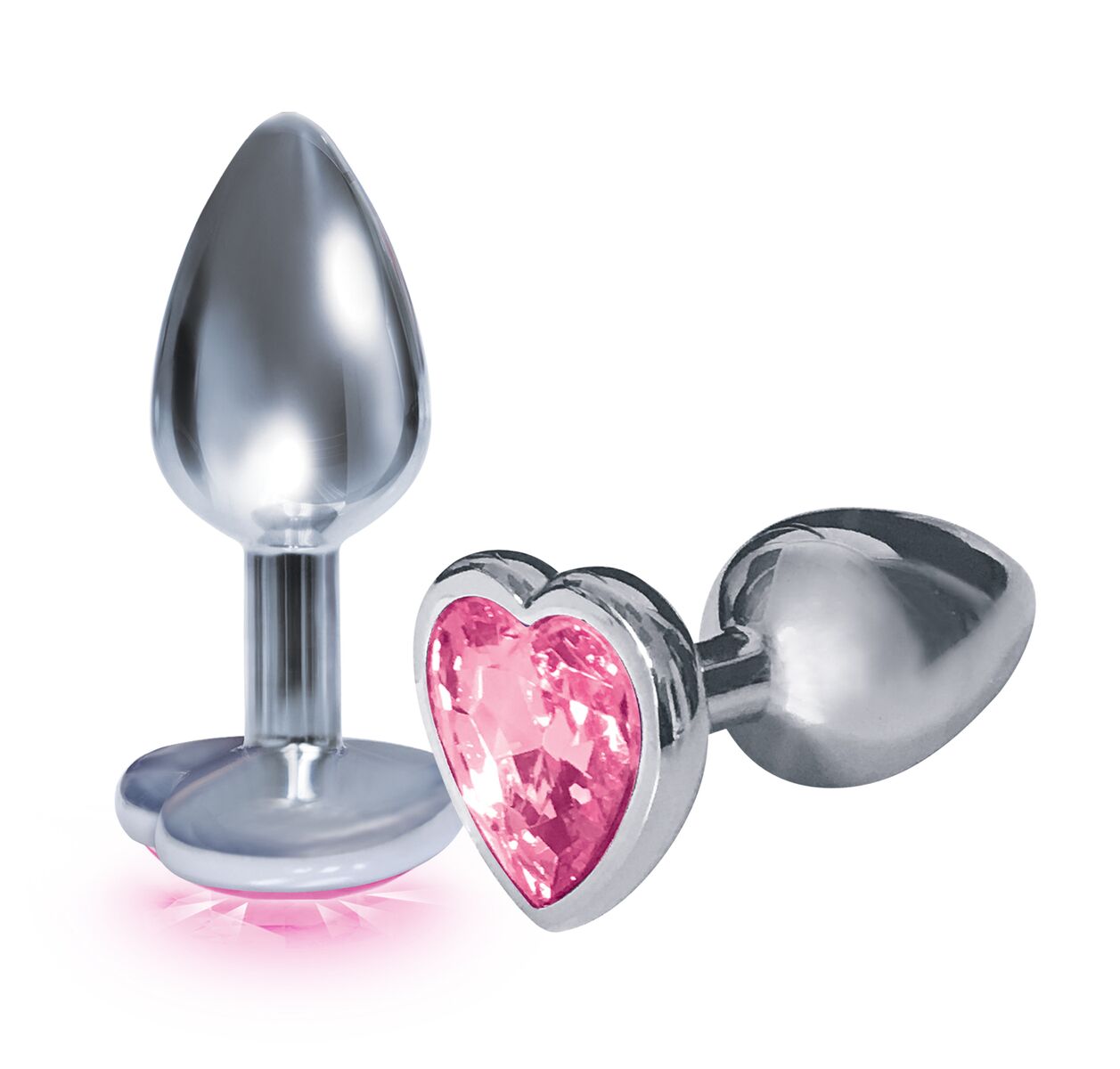 The 9's The Silver Starter Bejeweled Heart Stainless Steel Plug - Pink