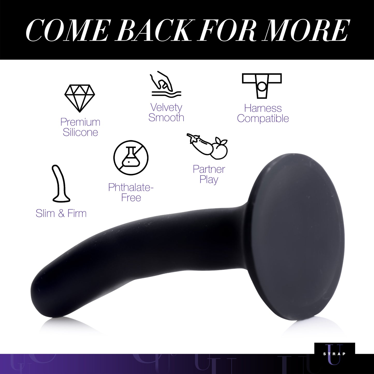 Black Silicone Strap-On Dildo - Small
