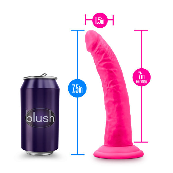 Blush Neo Elite 7.5 Silicone Dual Density Cock w/Balls - Neon Pink