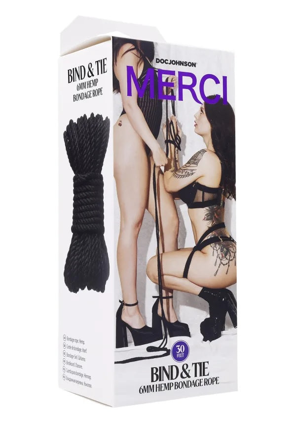 Merci Bind&tie 6mm Hemp Bondage Rope 30ft Black