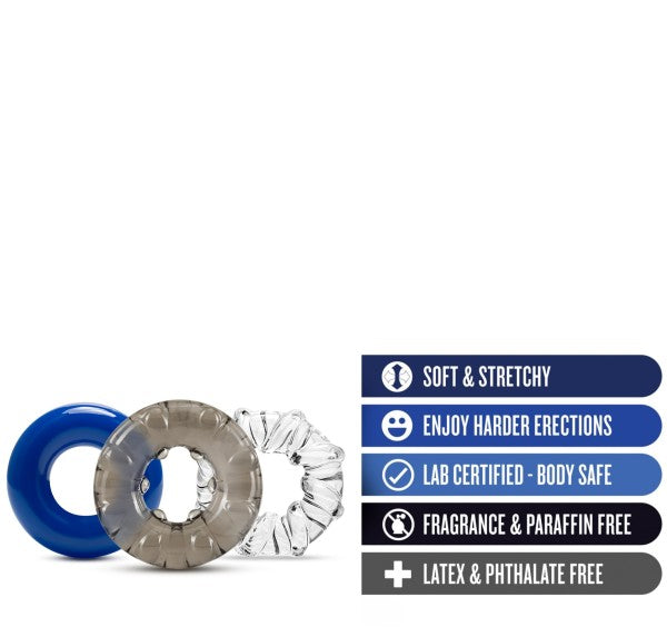 Stay Hard Triple Stretch 3pk Cock Rings