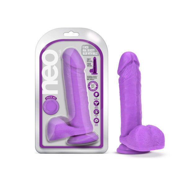 Neo Dual Density Dildo 8` Neon Purple