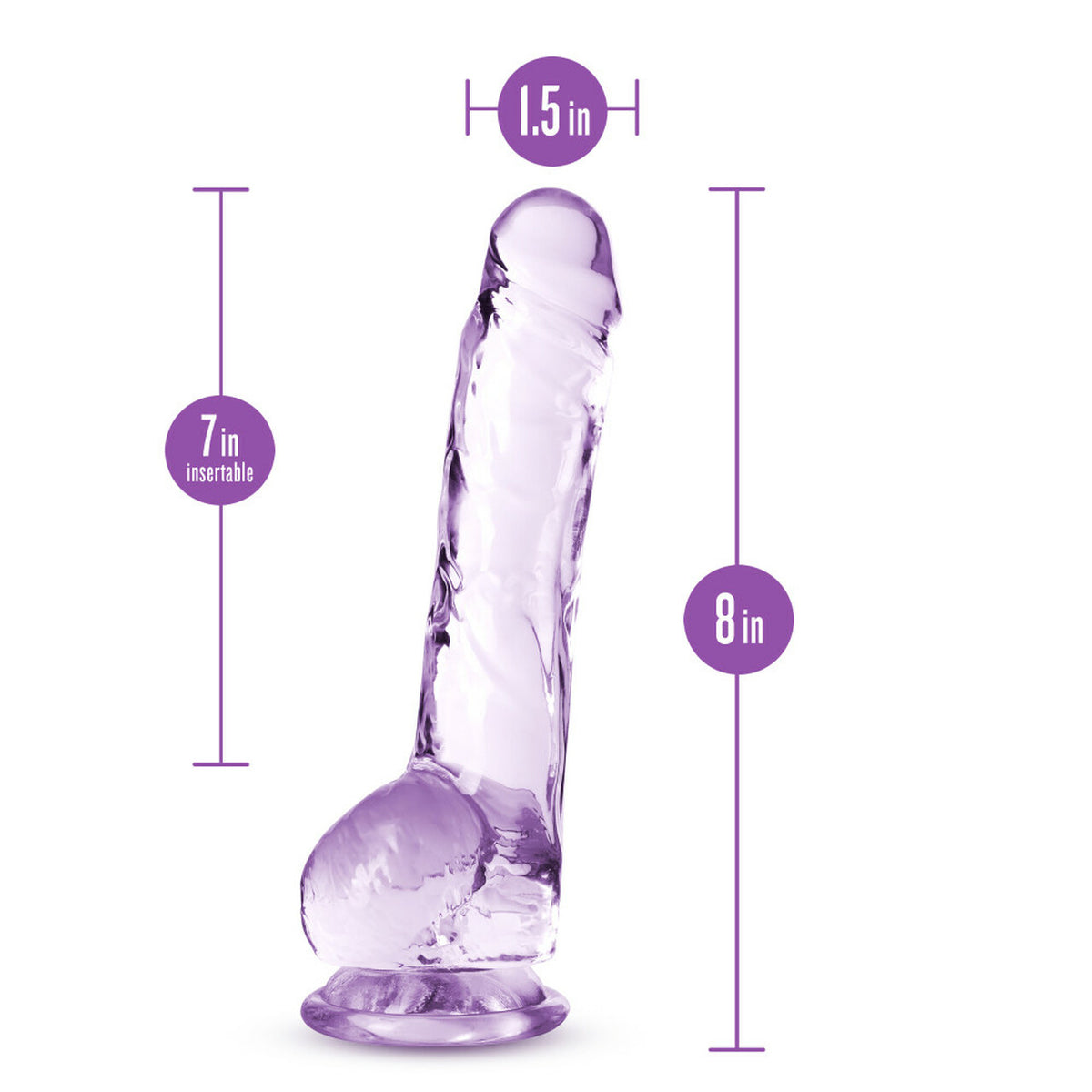 Naturally Yours Crystalline Dildo 8 In. Amethyst