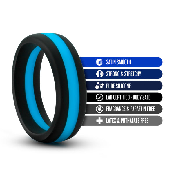 Blush Performance Silicone Go Pro Cock Ring - Black/Blue
