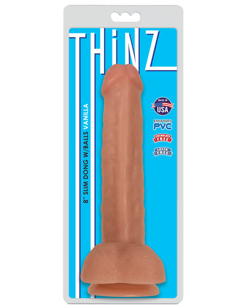 Thinz 8 Inch Slim Dildo with Balls - Light