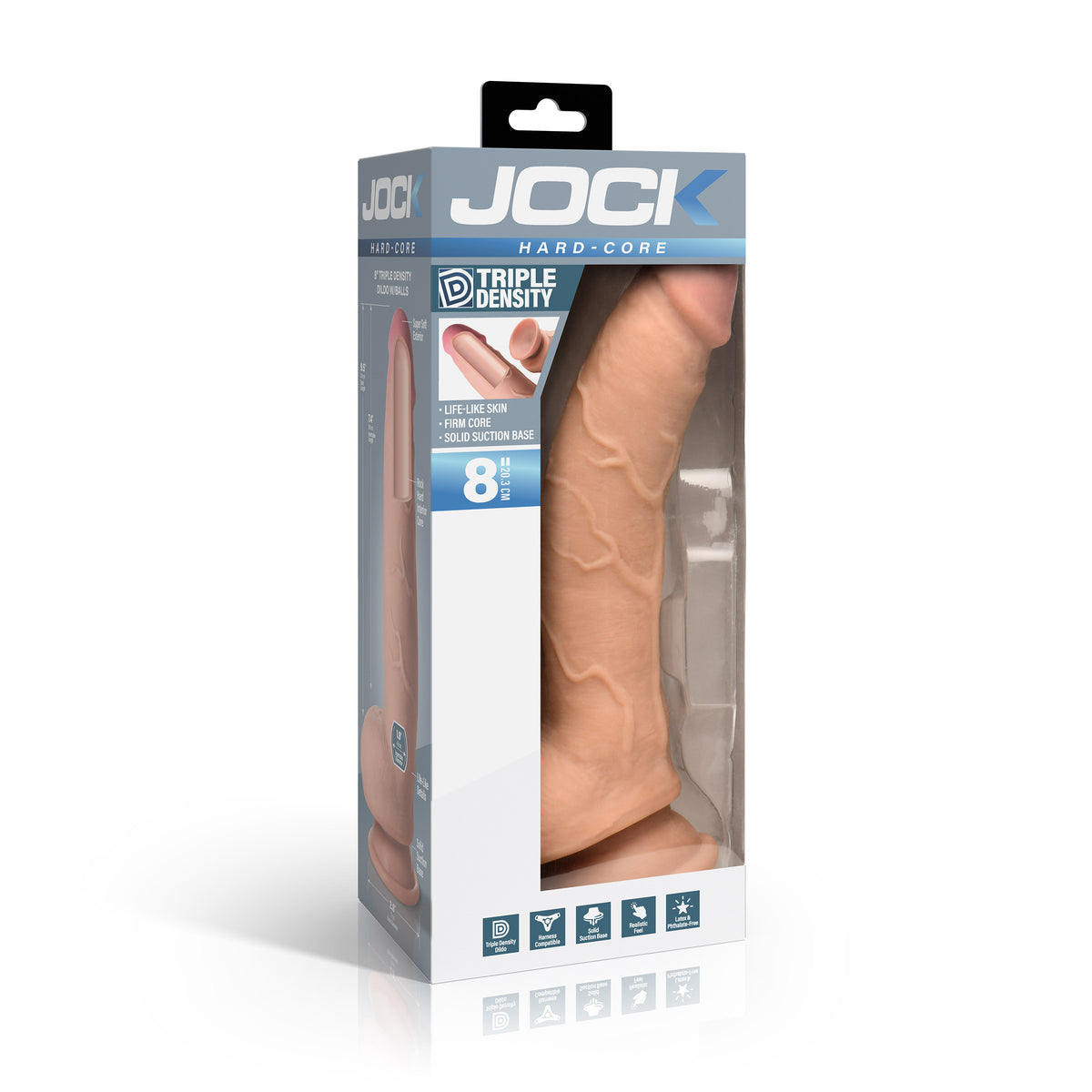 Hard-Core 8" Triple Density Dildo with Balls