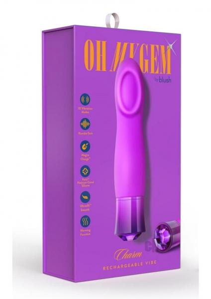 Blush Oh My Gem Charm Rechargeable Warming Silicone Cupped Vibrator Amethyst