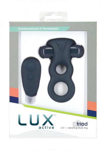 Lux Active Triad 4.5 In. Vibrating Dual Ring Silicone Black