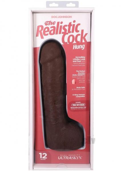 The Realistic Cock Hung 12 In. Ultraskyn Vac-u-lock Dildo Chocolate