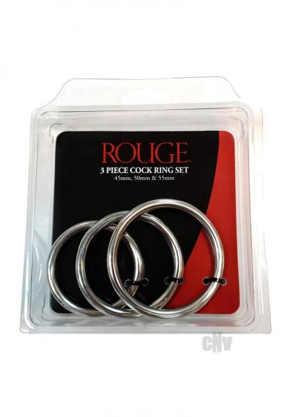 Stainless Steel Stainless Steel 3 Piece Cock Ring Set (55mm/50mm/45mm)