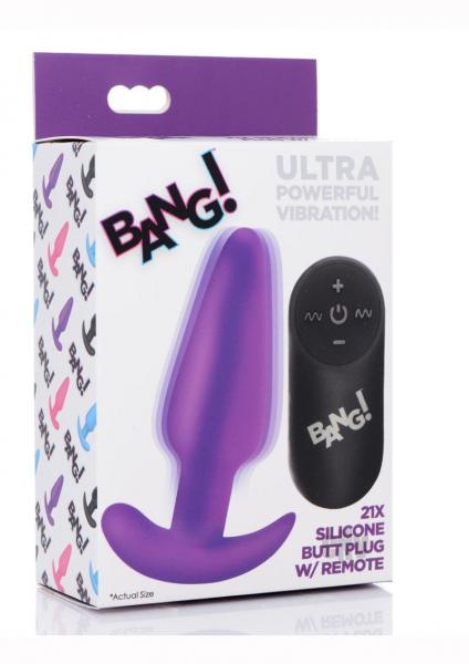 Remote Control 21X Vibrating Silicone Butt Plug - Purple
