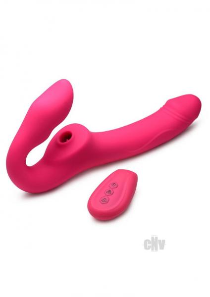 Licking and Vibrating Strapless Strap-On with Remote Control