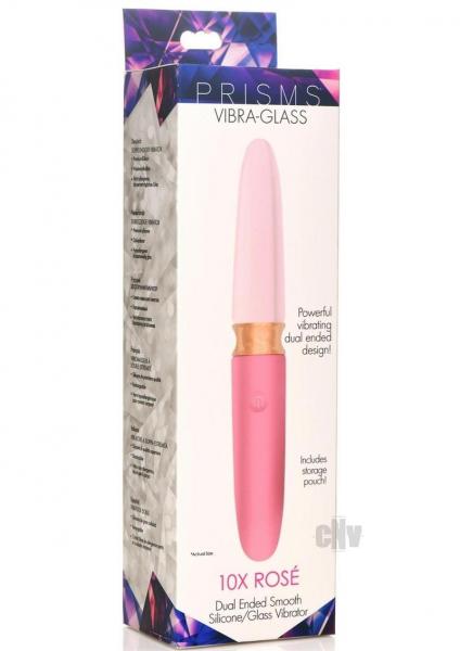 10X Rosé Dual Ended Smooth Silicone and Glass Vibrator
