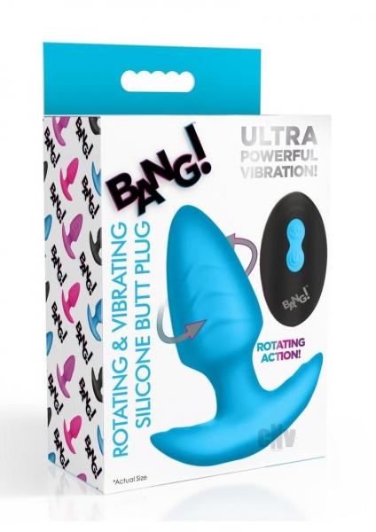 Rotating and Vibrating Silicone Butt Plug - Blue