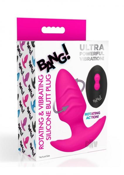 Rotating and Vibrating Silicone Butt Plug - Pink
