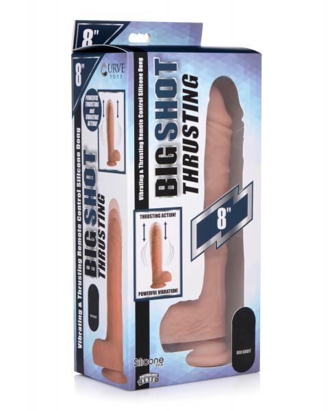 Vibrating & Thrusting Remote Control Silicone Dildo - 9 Inch