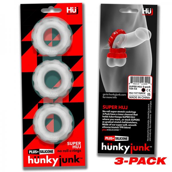 Super Huj 3pk Cockrings Clear Ice
