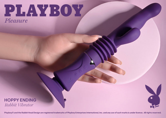 Playboy Hoppy Ending Rechargeable Silicone Thrusting Rabbit Vibrator Acai
