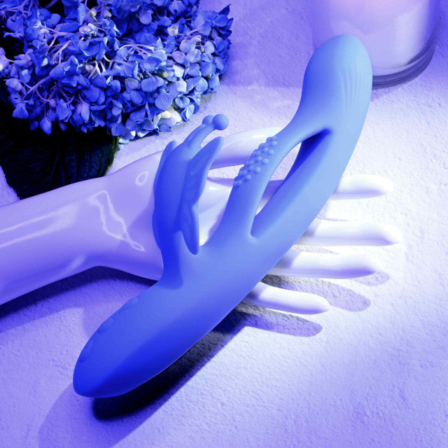 Evolved Butterfly Dreams Rechargeable Dual Stim Vibe Silicone Blue
