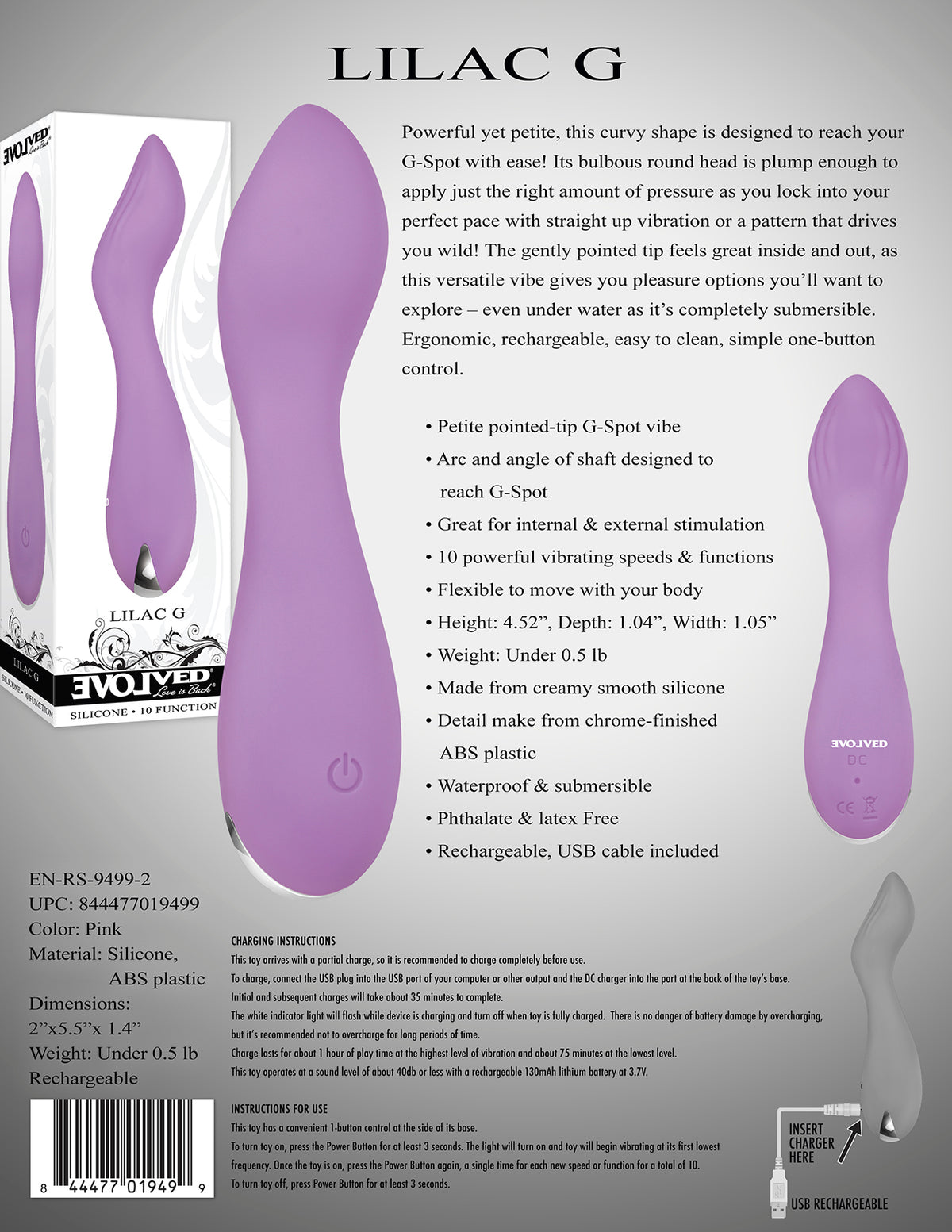 Evolved Lilac G Silicone Rechargeable Purple