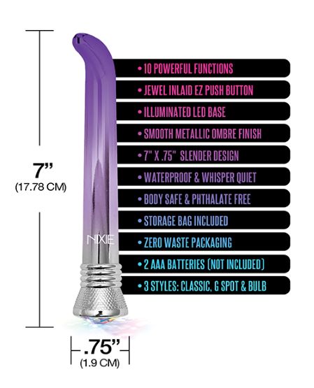 Nixie Waterproof 10-function G-spot Vibe - Purple Ombre Glow