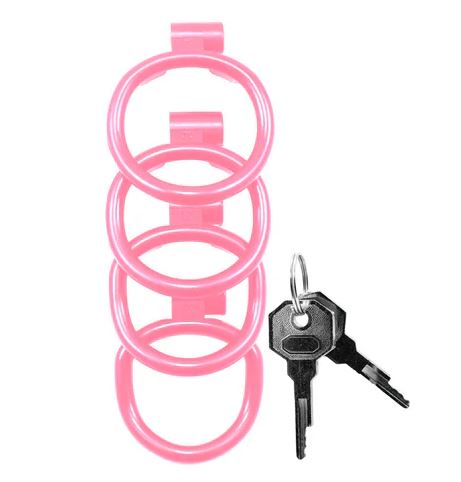 Kink Chastity Series Locking Cock Cage XL Pink
