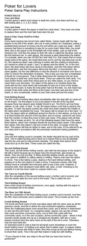 Poker For Lovers Game for Couples