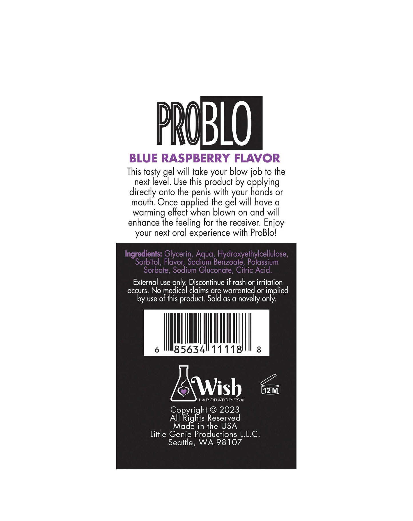 Problo Oral Pleasure Gel Blu Rasp 1.5oz