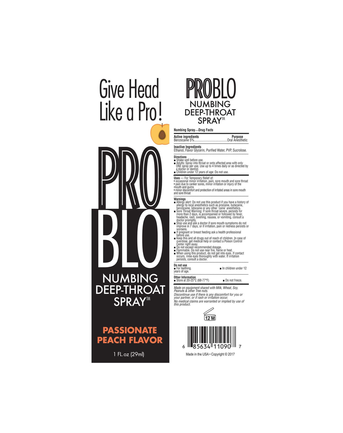 Pro Blo Numbing Spray Peach
