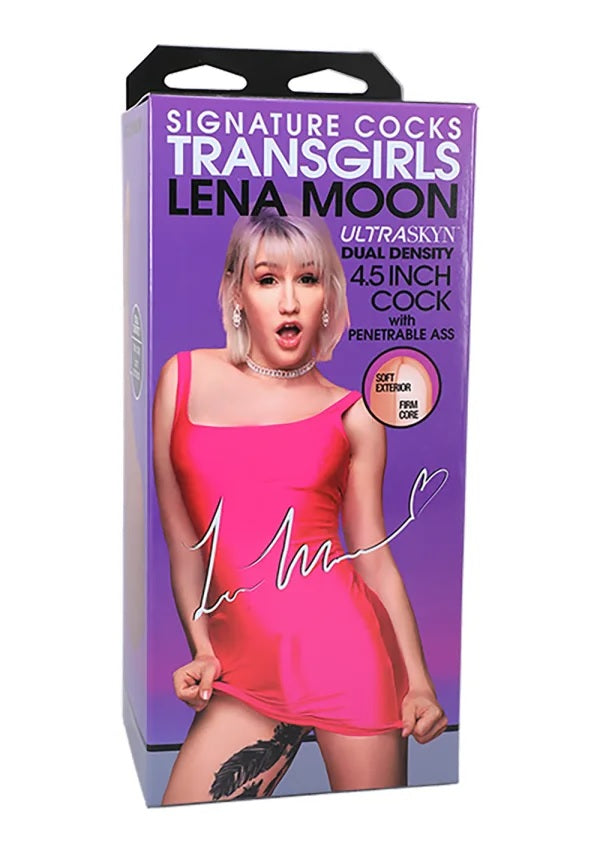Signature Cocks Transgirls Lena Moon Ultraskyn Dual Density 4.5 In. Cock With Penetrable Ass Beige
