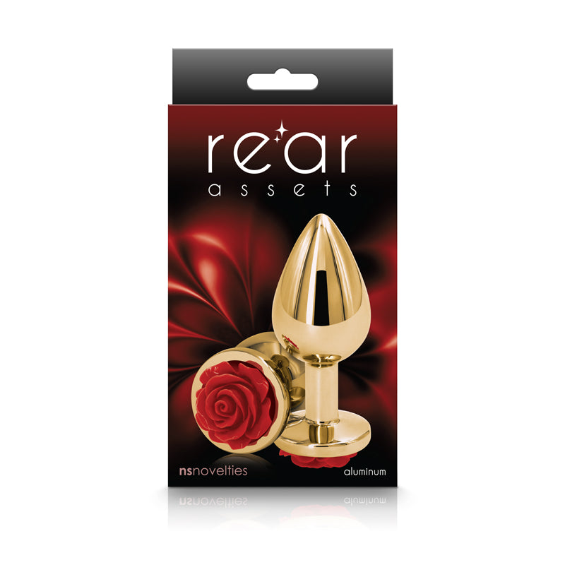 Rear Assets Rose Anal Plug - Medium - Red
