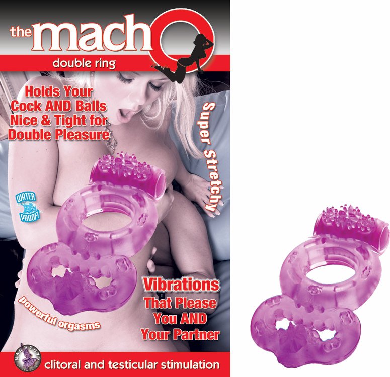 The Macho Double Ring Clitoral And Testicular Stimulation Vibrating Cockring Waterproof Purple