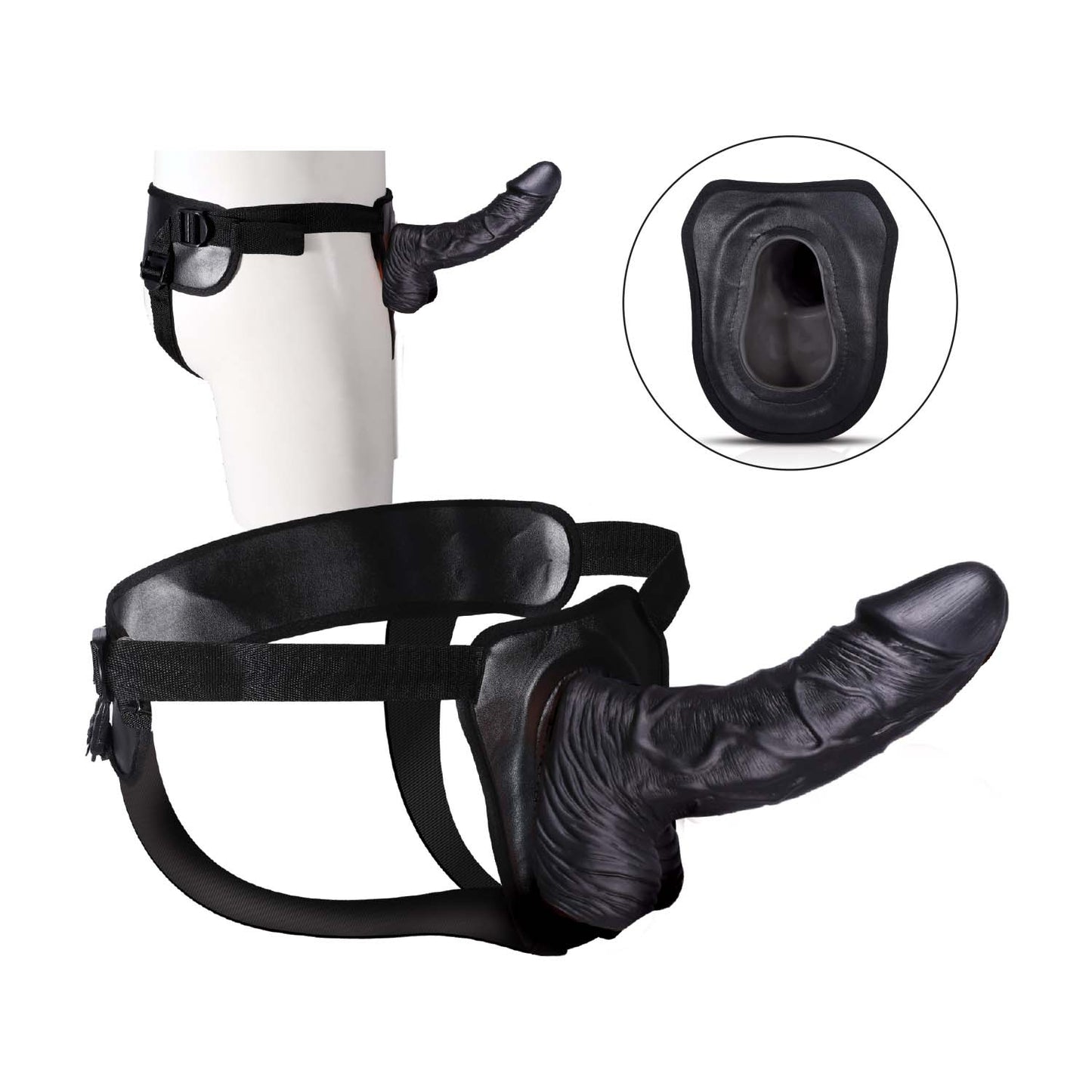 Erection Assistant Hollow Strap-on 8 In. Black
