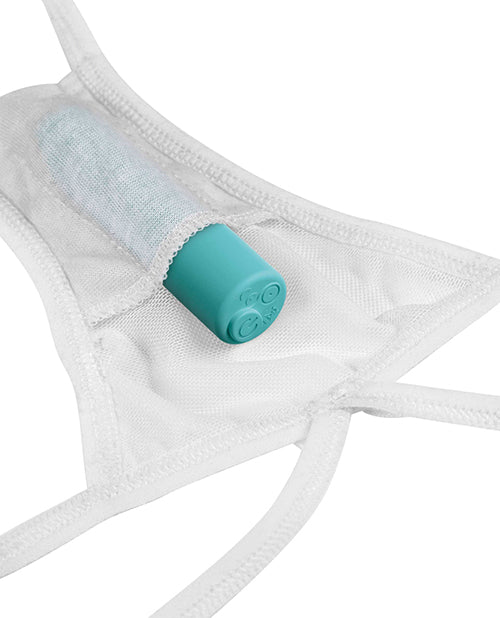 Hookup Remote Bow-tie G-string White Fits Size Xl-xxl