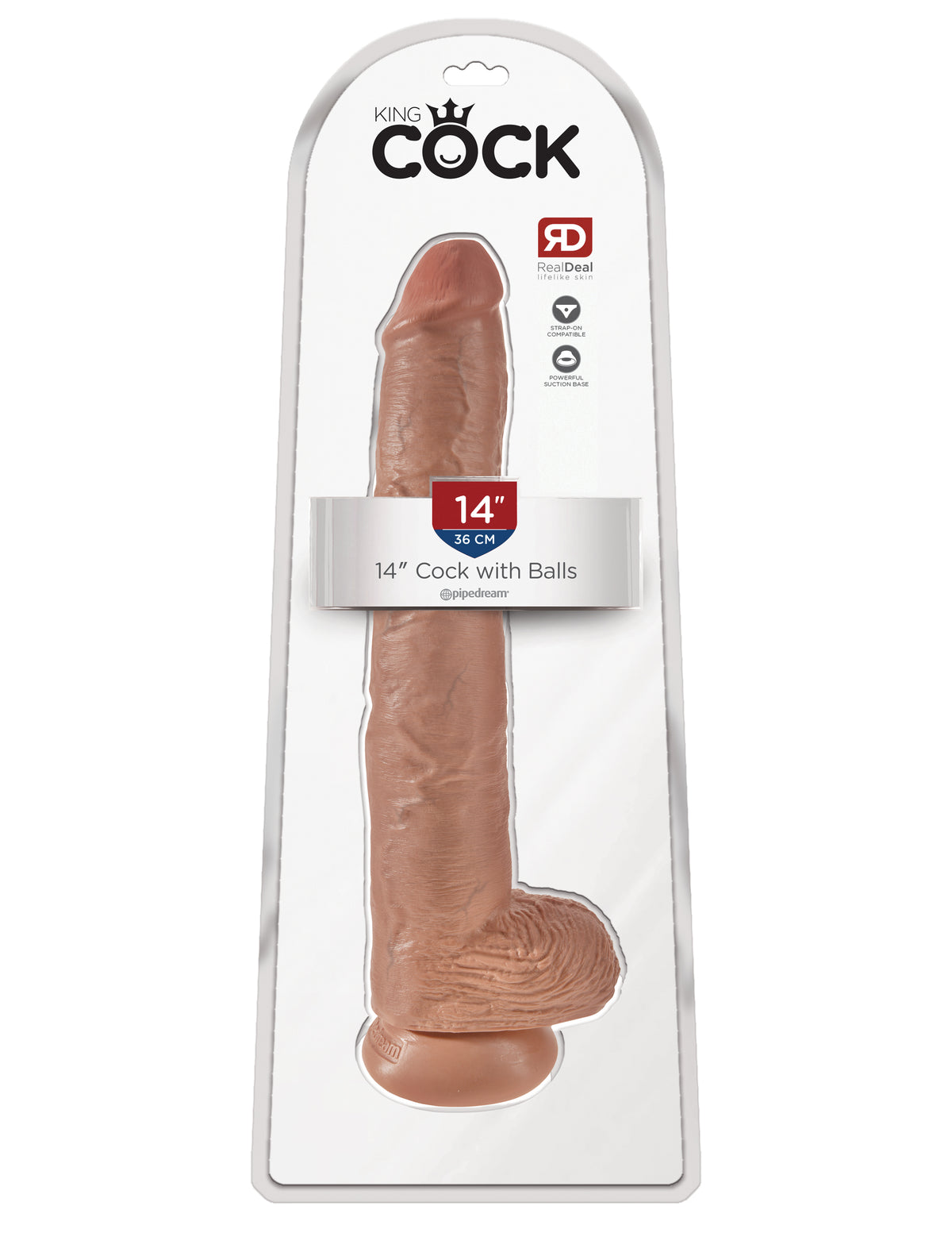 King Cock 14in Cock with Balls - Tan