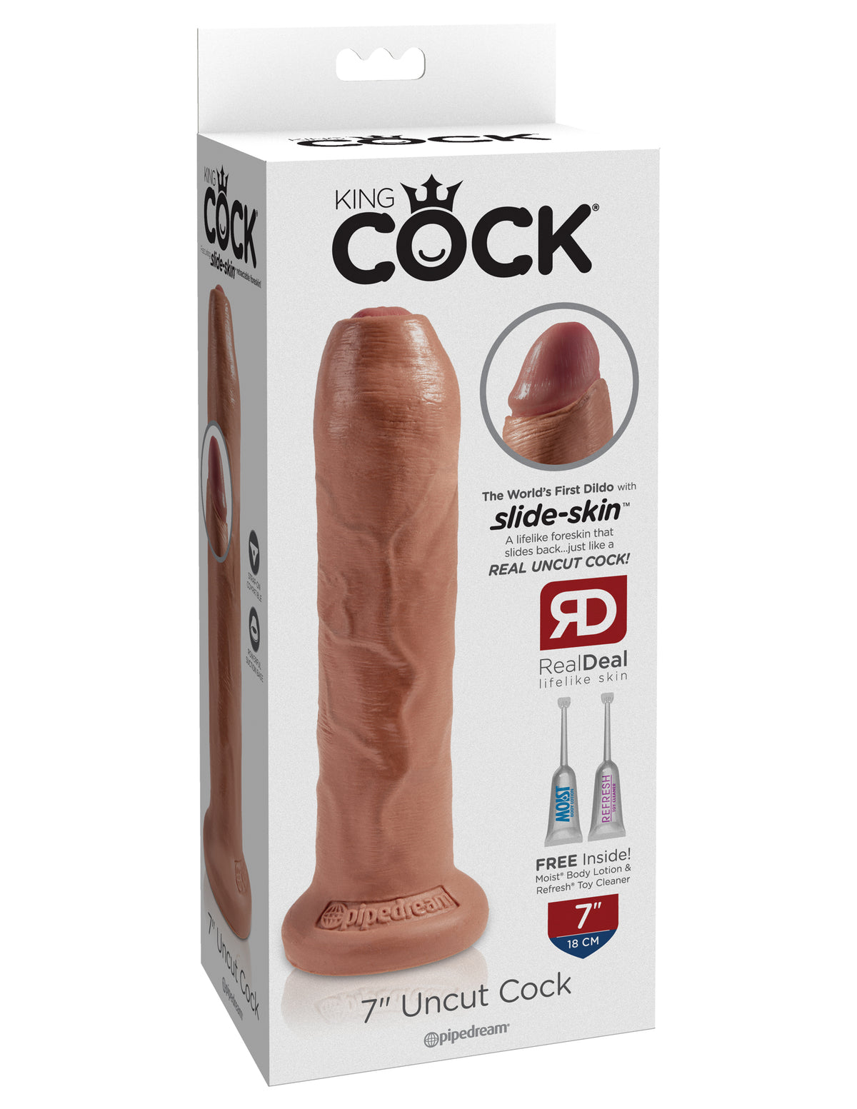 King Cock 7 Uncut Dildo - Tan