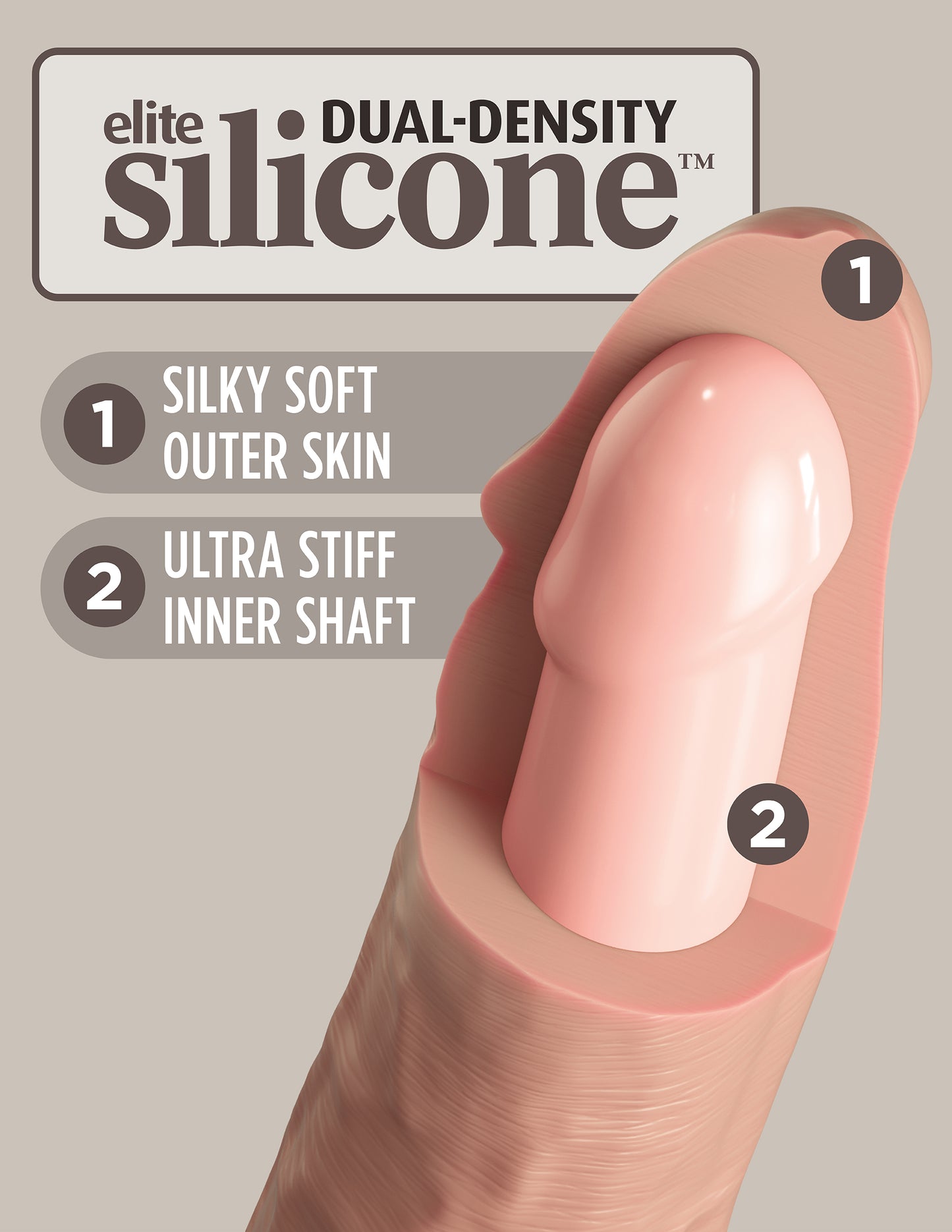 King Cock Elite Vibrating Silicone Dual-density Cock With Remote 9 In. Light