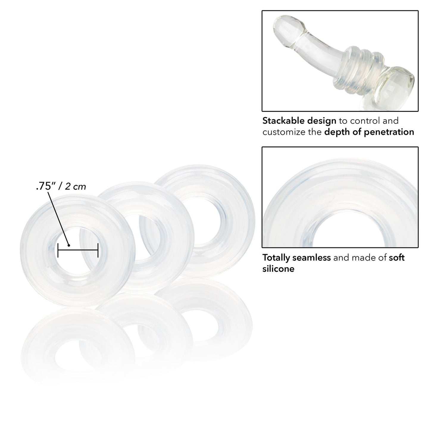 Set Of 3 Silicone Stacker Rings Clear