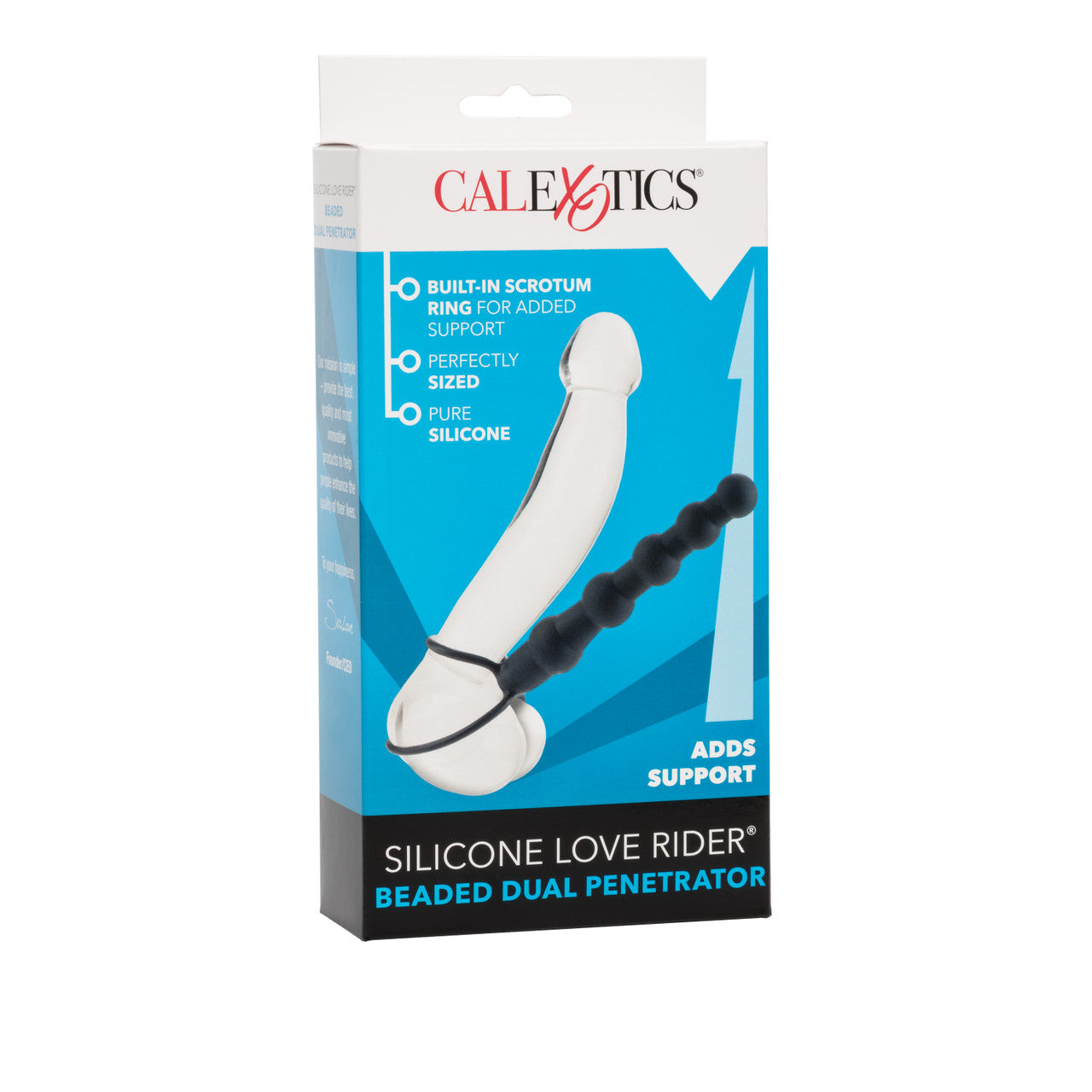 Silicone Love Rider Beaded Dual Penetrator Black