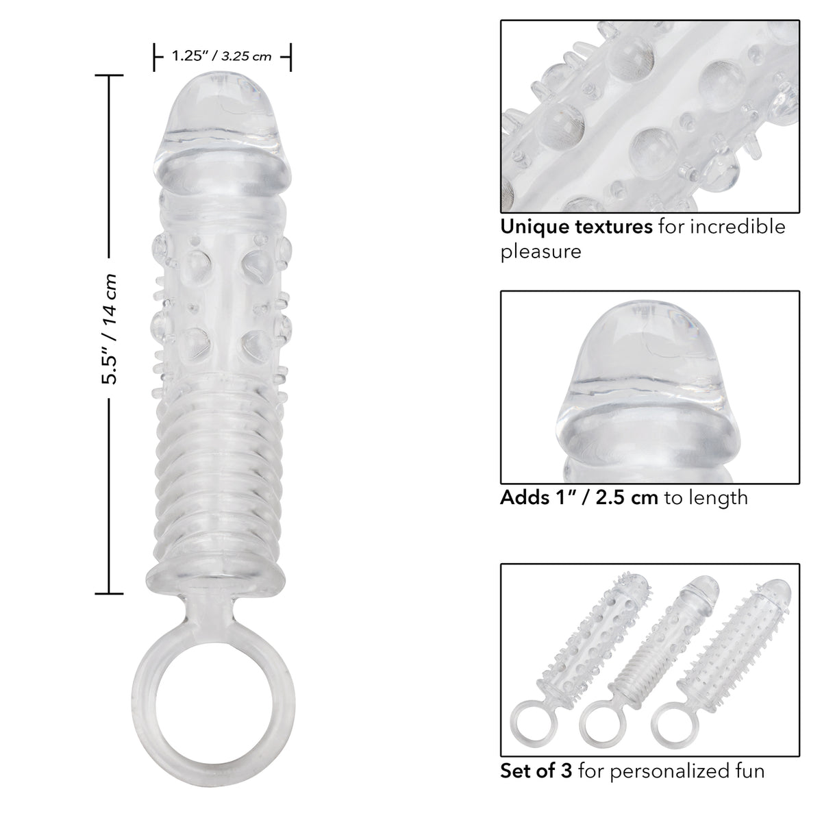 Textured Extension Set 3pc Clear