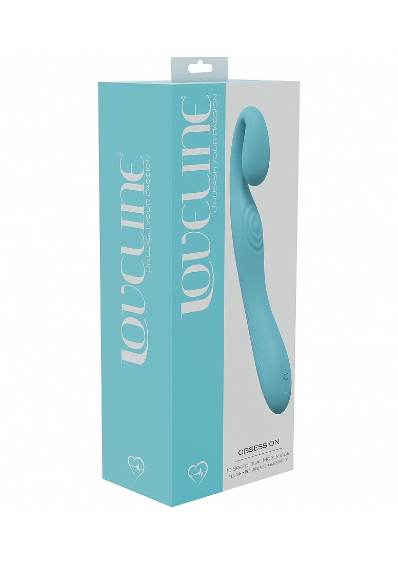 Loveline Obsession 10 Speed Dual Motor Vibe Sealed Silicone Rechargeable Submersible Blue