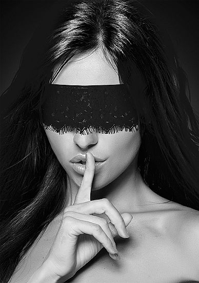 Ouch! Black & White Lace Mask With Elastic Straps Black