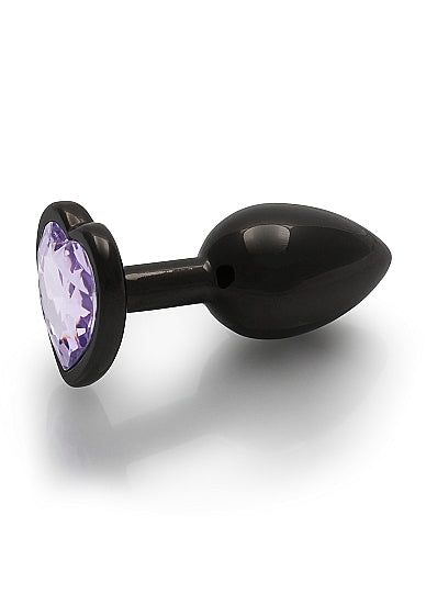 Shots Ouch! Heart Gem Butt Plug Small Gunmetal/amethyst