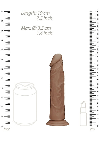 Real Rock Realistic Dildo - 7" - 17 Cm - Mocha
