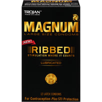 Trojan Magnum Ribbed 12 Pack Latex Condoms