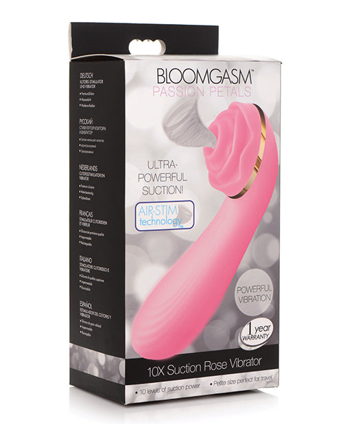 Passion Petals 10X Silicone Suction Rose Vibrator - Pink